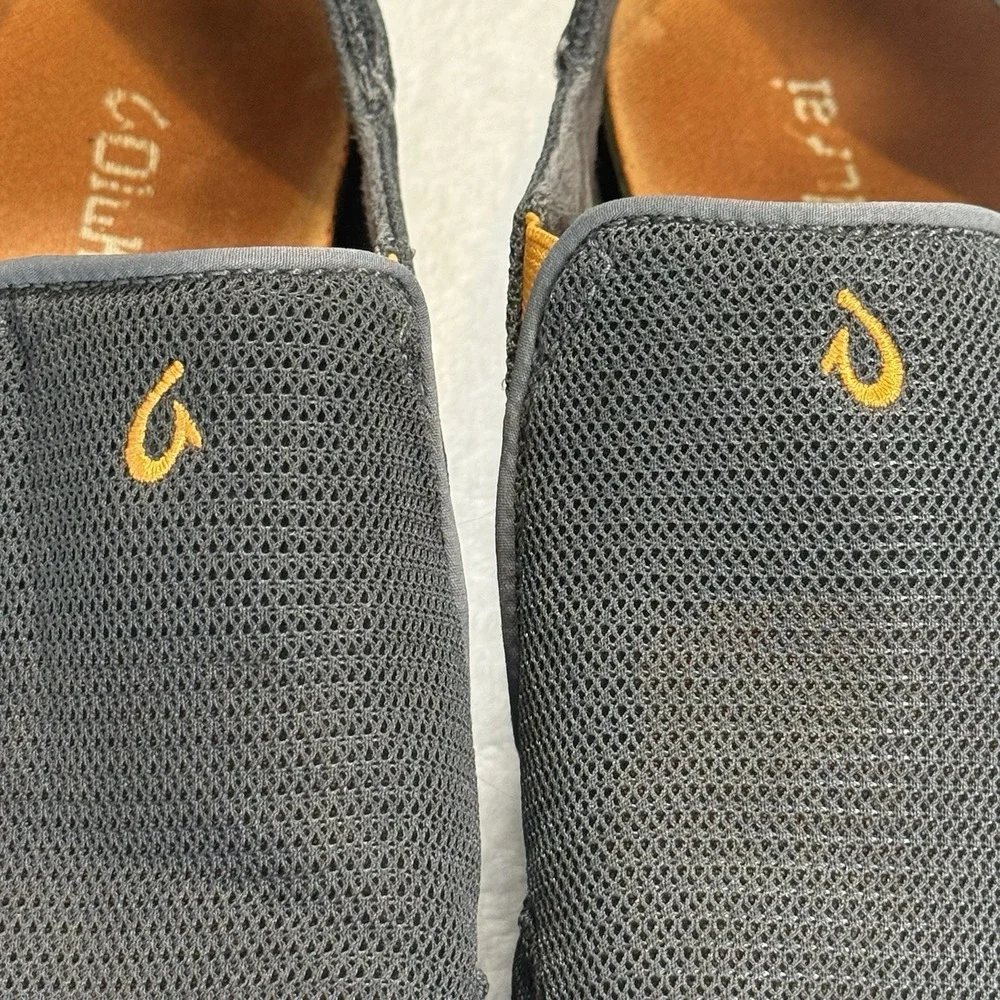 OluKai Nohea Mesh Shoes Mens 10.5 Gray Orange Slip On Loafers 10188-4242